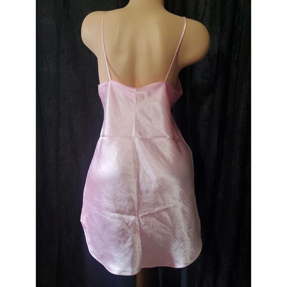 GLOSSY SATIN CHEMISE Women's Nightgown SOFT PINK SLIP DRESS Lingerie SMALL - Picture 6 of 8
